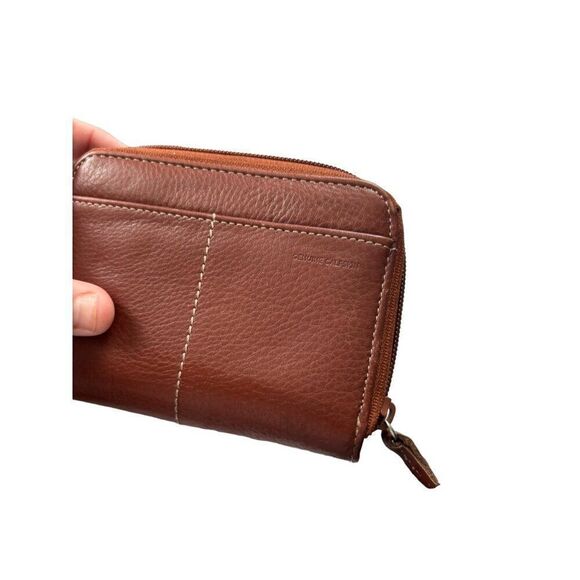 Kenneth Cole Brown Leather Zip-Around Wallet With Card Slots & Snap Pockets - Picture 5 of 11